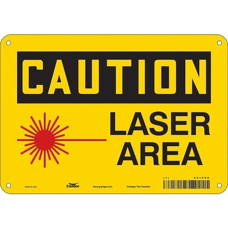 Laser Warning Sign, 7 in H, 10 in W, Vinyl, Vertical Rectangle, 451P88 MPN:451P88