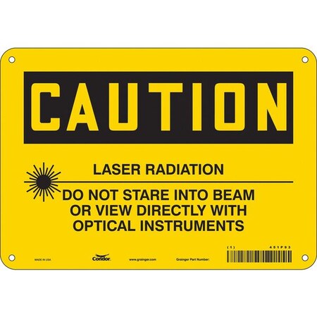 Laser Warning Sign, 7 in H, 10 in W, Polyethylene, Vertical Rectangle, 451P93 MPN:451P93