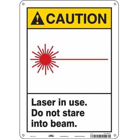 Radiation & Laser Sign, 14 in H x 10 in W, Aluminum, Vertical Rectangle MPN:451R05
