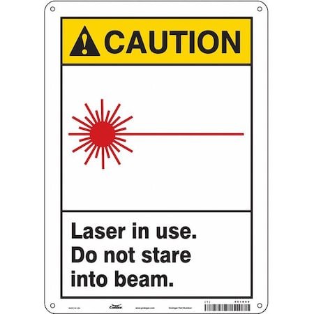 Radiation & Laser Sign, 14 in H x 10 in W, Vinyl, Vertical Rectangle MPN:451R09