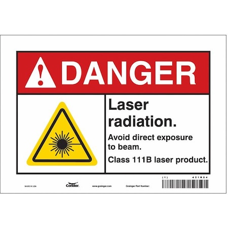 Safety Sign, 7 in Height, 10 in Width, Vinyl, Vertical Rectangle, English, 451R84 MPN:451R84