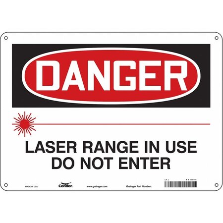 Laser Warning Sign, 10 in H, 14 in W, Polyethylene, Horizontal Rectangle, 451R95 MPN:451R95