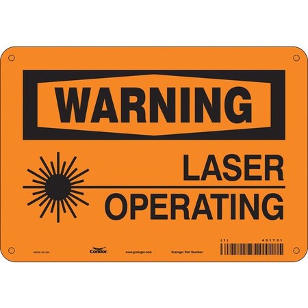 Laser Warning Sign, 7 in H, 10 in W, Polyethylene, Vertical Rectangle, 451T31 MPN:451T31