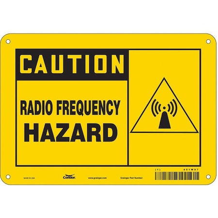 Safety Sign Radiofrequency/Microwave, 7 in Height, 10 in Width, Polyethylene, Vertical Rectangle MPN:451W97