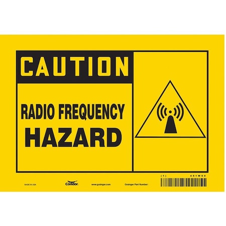 Safety Sign Radiofrequency/Microwave, 7 in Height, 10 in Width, Vinyl, Vertical Rectangle, English MPN:451W99