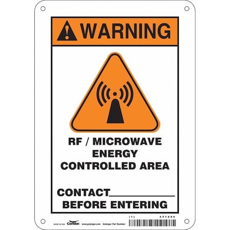 Safety Sign Radiofrequency/ Microwave, 10 in H, 7 in W, Polyethylene, Horizontal Rectangle, 451X96 MPN:451X96