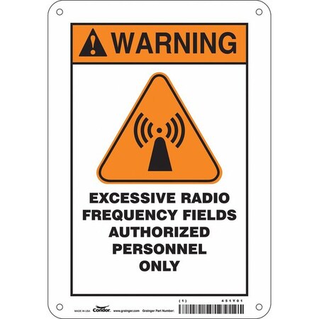 Safety Sign Radiofrequency/ Microwave, 10 in H, 7 in W, Aluminum, Horizontal Rectangle, 451Y01 MPN:451Y01
