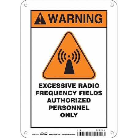 Safety Sign Radiofrequency/ Microwave, 10 in H, 7 in W, Polyethylene, Horizontal Rectangle, 451Y04 MPN:451Y04
