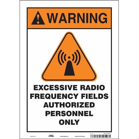 Safety Sign Radiofrequency/Microwave, 14 in Height, 10 in Width, Vinyl, Vertical Rectangle, English MPN:451Y07