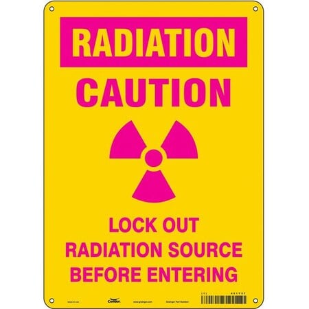 Radiation Safety Sign, 14 in H, 10 in W, Aluminum, Vertical Rectangle, 451Y57 MPN:451Y57