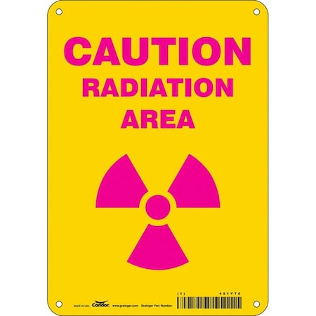 Radiation Safety Sign, 10 in H, 7 in W, Polyethylene, Horizontal Rectangle, 451Y70 MPN:451Y70