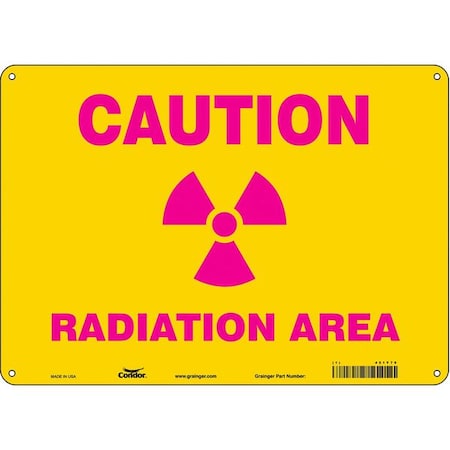 Radiation Safety Sign, 10 in H, 14 in W, Polyethylene, Horizontal Rectangle, 451Y79 MPN:451Y79
