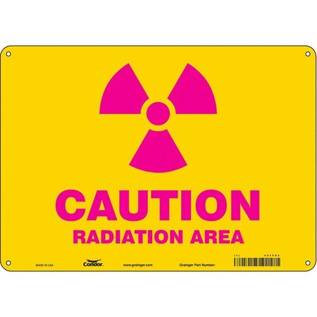 Radiation Safety Sign, 10 in H, 14 in W, Aluminum, Horizontal Rectangle, 451Y83 MPN:451Y83