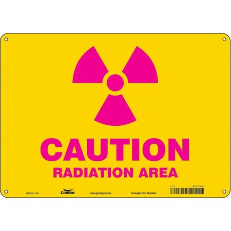 Radiation Safety Sign, 10 in H, 14 in W, Polyethylene, Horizontal Rectangle, 451Y85 MPN:451Y85