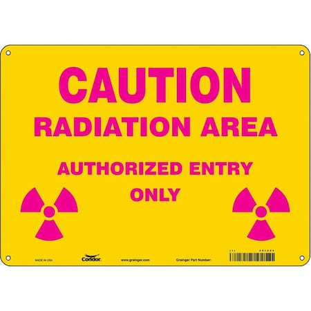 Radiation Safety Sign, 10 in H, 14 in W, Polyethylene, Horizontal Rectangle, 451Z04 MPN:451Z04