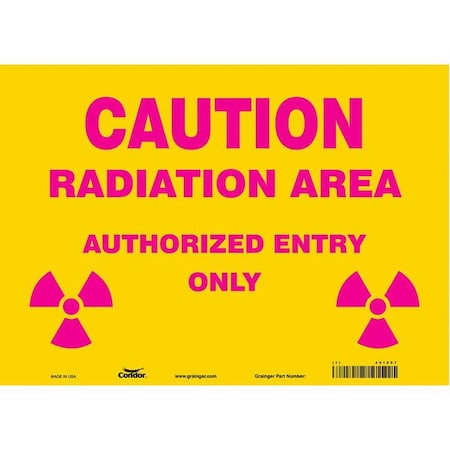 Safety Sign, 10 in Height, 14 in Width, Vinyl, Horizontal Rectangle, English, 451Z07 MPN:451Z07