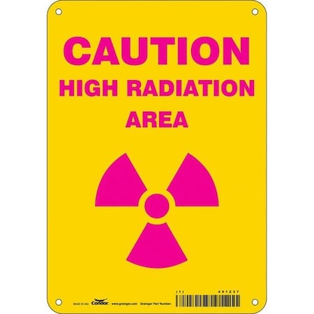 Radiation Safety Sign, 10 in H, 7 in W, Aluminum, Horizontal Rectangle, 451Z37 MPN:451Z37