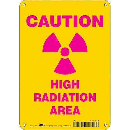 Radiation Safety Sign, 10 in H, 7 in W, Polyethylene, Horizontal Rectangle, 451Z45 MPN:451Z45