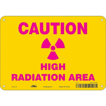 Radiation Safety Sign, 7 in H, 10 in W, Aluminum, Vertical Rectangle, 451Z49 MPN:451Z49