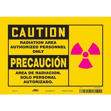 Radiation & Laser Sign, 7 in H x 10 in W, Vinyl, Vertical Rectangle MPN:452A27