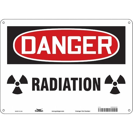Radiation Safety Sign, 10 in H, 14 in W, Polyethylene, Horizontal Rectangle, 452A42 MPN:452A42