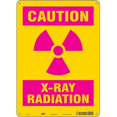 Radiation Sign, 14 in H, 10 in W, Aluminum, Vertical Rectangle, 452A46 MPN:452A46