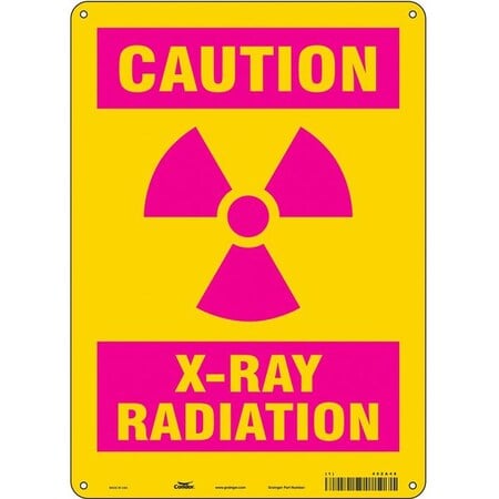 Radiation Sign, 14 in H, 10 in W, Polyethylene, Vertical Rectangle, 452A48 MPN:452A48