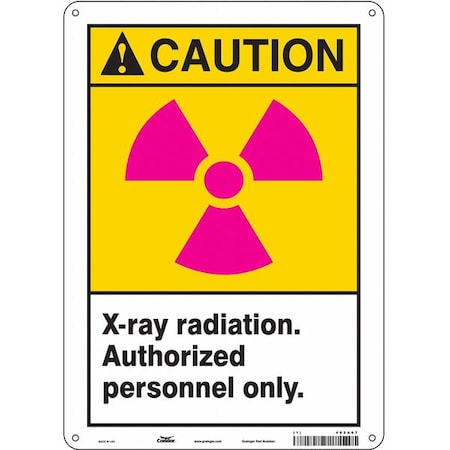 Radiation Sign, 14 in H, 10 in W, Polyethylene, Vertical Rectangle, 452A67 MPN:452A67