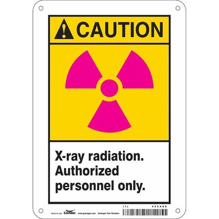 Radiation Sign, 10 in H, 7 in W, Vinyl, Horizontal Rectangle, 452A68 MPN:452A68