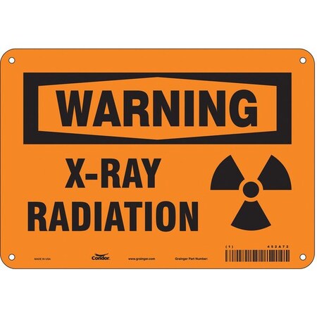 Radiation Sign, 7 in H, 10 in W, Polyethylene, Vertical Rectangle, 452A72 MPN:452A72