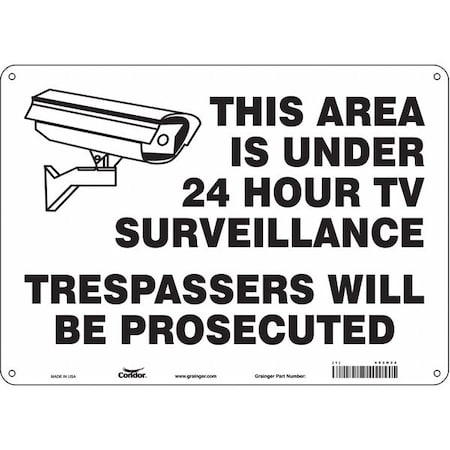 Security Sign, 10 in H, 14 in W, Polyethylene, Horizontal Rectangle, English, 453N34 MPN:453N34