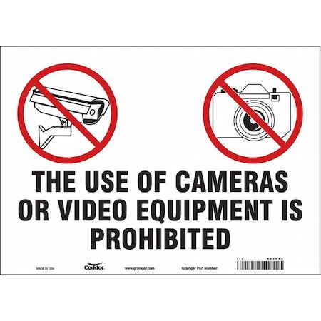 Security Sign, 10 in H, 14 in W, Vinyl, Horizontal Rectangle, English, 453N50 MPN:453N50