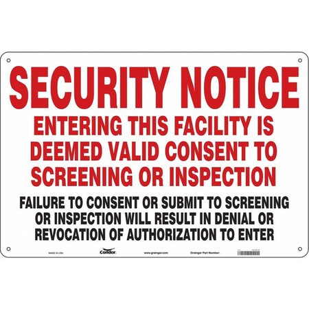 Security Sign, 24 in Height, 36 in Width, Polyethylene, Horizontal Rectangle, English MPN:453N52