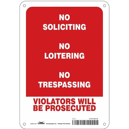 Security Sign, 10 in H, 7 in W, Polyethylene, Horizontal Rectangle, English, 453N55 MPN:453N55