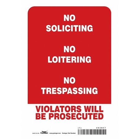 Security Sign, 10 in H, 7 in W, Vinyl, Horizontal Rectangle, English, 453N57 MPN:453N57