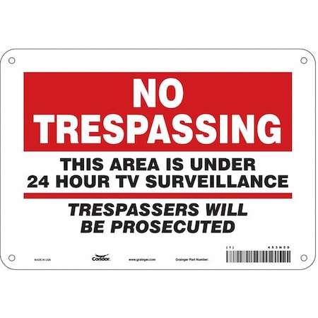 Security Sign, 7 in Height, 10 in Width, Aluminum, Vertical Rectangle, English MPN:453N59