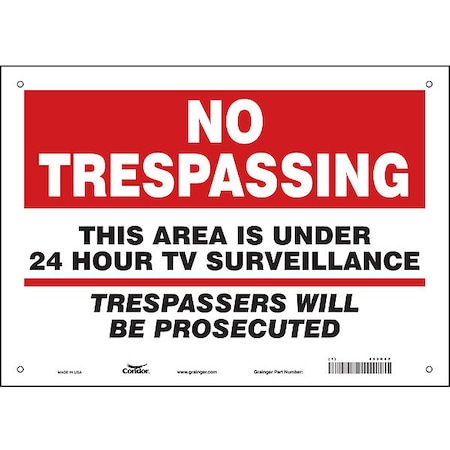 Security Sign, 10 in Height, 14 in Width, Polyethylene, Horizontal Rectangle, English MPN:453N62