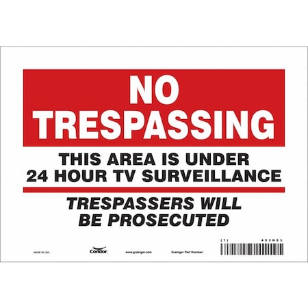 Security Sign, 7 in Height, 10 in Width, Vinyl, Vertical Rectangle, English MPN:453N63