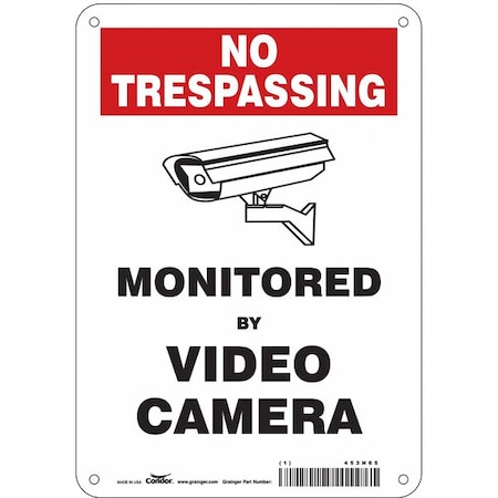 Security Sign, 10 in Height, 7 in Width, Aluminum, Horizontal Rectangle, English MPN:453N65