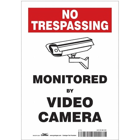 Security Sign, 10 in Height, 7 in Width, Vinyl, Horizontal Rectangle, English MPN:453N69