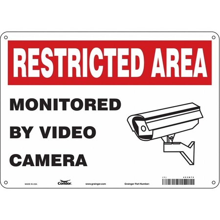 Security Sign, 10 in H, 14 in W, Aluminum, Horizontal Rectangle, English, 453N72 MPN:453N72