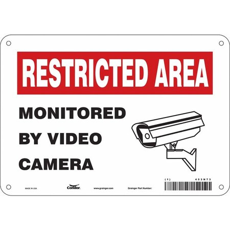 Security Sign, 7 in H, 10 in W, Polyethylene, Vertical Rectangle, English, 453N73 MPN:453N73