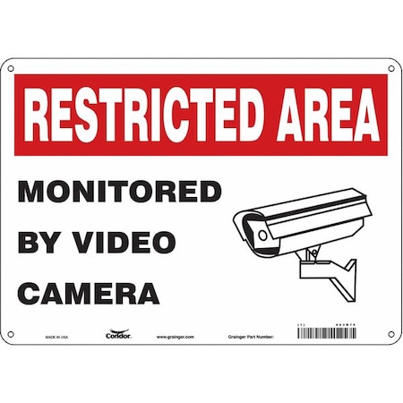 Security Sign, 10 in H, 14 in W, Polyethylene, Horizontal Rectangle, English, 453N74 MPN:453N74