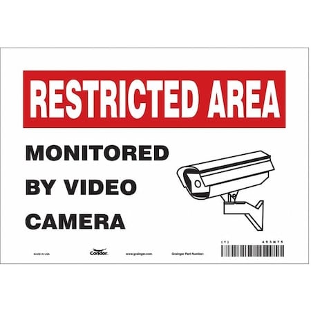 Security Sign, 7 in H, 10 in W, Vinyl, Vertical Rectangle, English, 453N75 MPN:453N75