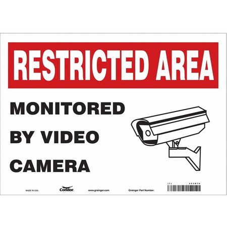 Security Sign, 10 in H, 14 in W, Vinyl, Horizontal Rectangle, English, 453N76 MPN:453N76