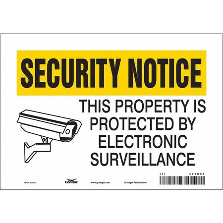 Security Sign, 7 in H, 10 in W, Vinyl, Vertical Rectangle, English, 453N98 MPN:453N98