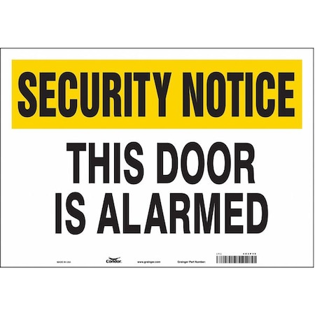 Security Sign, 14 in H, 20 in W, Vinyl, Horizontal Rectangle, English, 453P19 MPN:453P19
