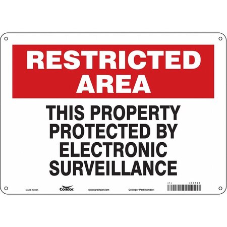 Security Sign, 10 in H, 14 in W, Polyethylene, Horizontal Rectangle, English, 453P23 MPN:453P23