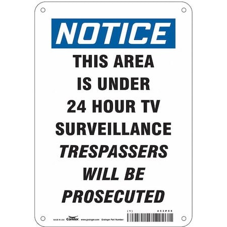 Security Sign, 10 in H, 7 in W, Polyethylene, Horizontal Rectangle, English, 453P55 MPN:453P55