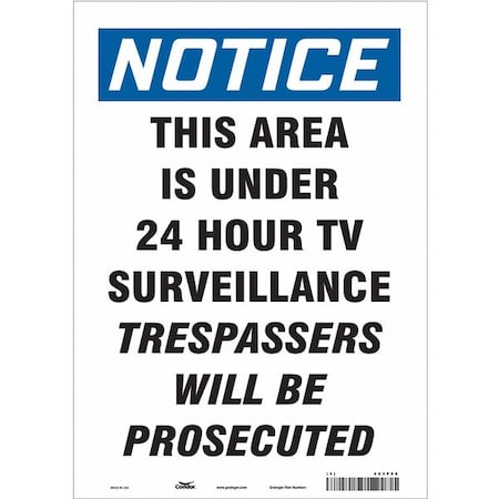 Security Sign, 14 in H, 10 in W, Vinyl, Vertical Rectangle, English, 453P58 MPN:453P58